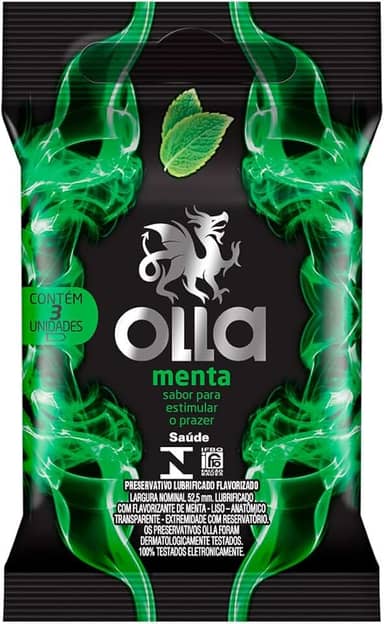 Olla Preservativo Camisinha Sabor Menta - 3 Unidades 3Un Pacote De 3