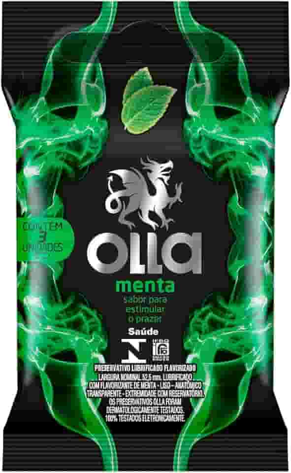 Olla Preservativo Camisinha Sabor Menta - 3 Unidades 3Un Pacote De 3