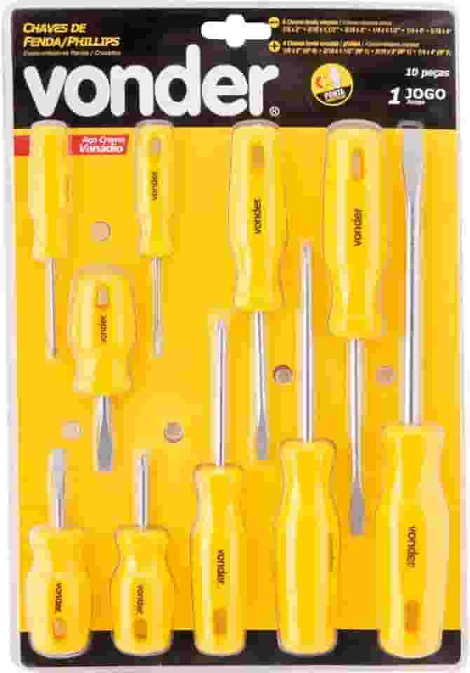 Vonder, Jogo De Chaves De Fenda/Phillips Com 10 Peças.