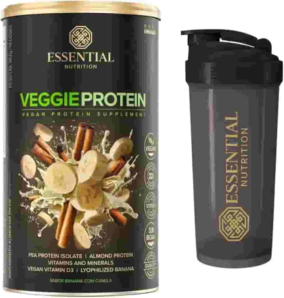Veggie Whey Protein - Essential Nutrition - Banana com Canela + Coqueteleira Oficial