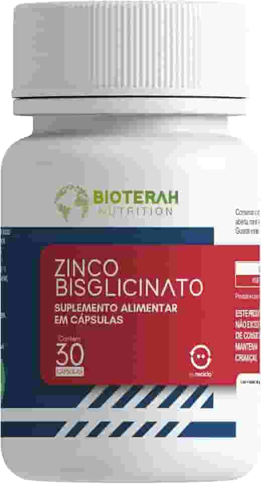 Zinco Bisglicinato 30 Cápsulas BIOTERAH Suplemento Alimentar 29,59MG Original (30 Capsulas)