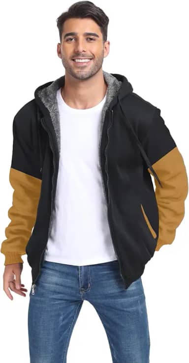 Moletom masculino com capuz de lã de ovelha e zíper completo