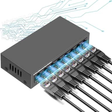 Switch Ethernet Gigabit de 8 Portas, Switch Gigabit, Divisor de Ethernet Desktop, Hub de Derivação de Rede Ethernet, 8 * Portas LAN Gigabit 1000Mbps, Interruptor de Rede Ethernet Silencioso Preto