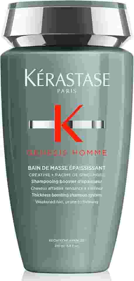 Kérastase Shampoo Genesis Homme Bain de Masse Épaississant, Cabelos com queda, Prevenção da queda, Creatina, Raiz de gengibre, 250 ml
