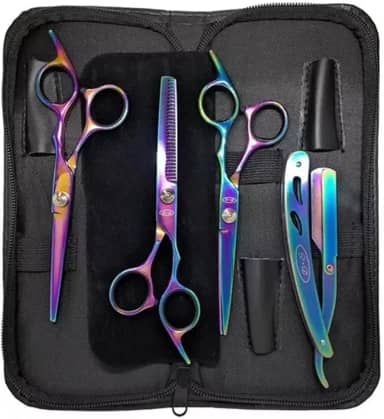 Kit Barbeiro Aço Inox Cabeleireiro Tesouras Navalha Pentes Barbearia Corte Masculino Profissional Barbeiro Cabeleireiro - Upshop (Tesoura Boreal)