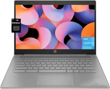 HP Laptop Chromebook 14, processador Intel Celeron quad-core N4500 (> N4020) 4 GB de RAM, 192 GB de armazenamento, (64 GB eMMC + cartão SD de 128 GB) tela HD de 35 cm, Wi-Fi 6, Bluetooth, Chrome OS