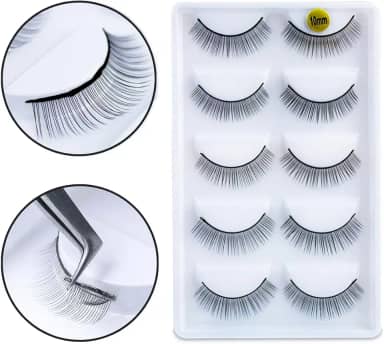 5 Pares de Cílios 10mm Treino Pratica Extensão Alongamento