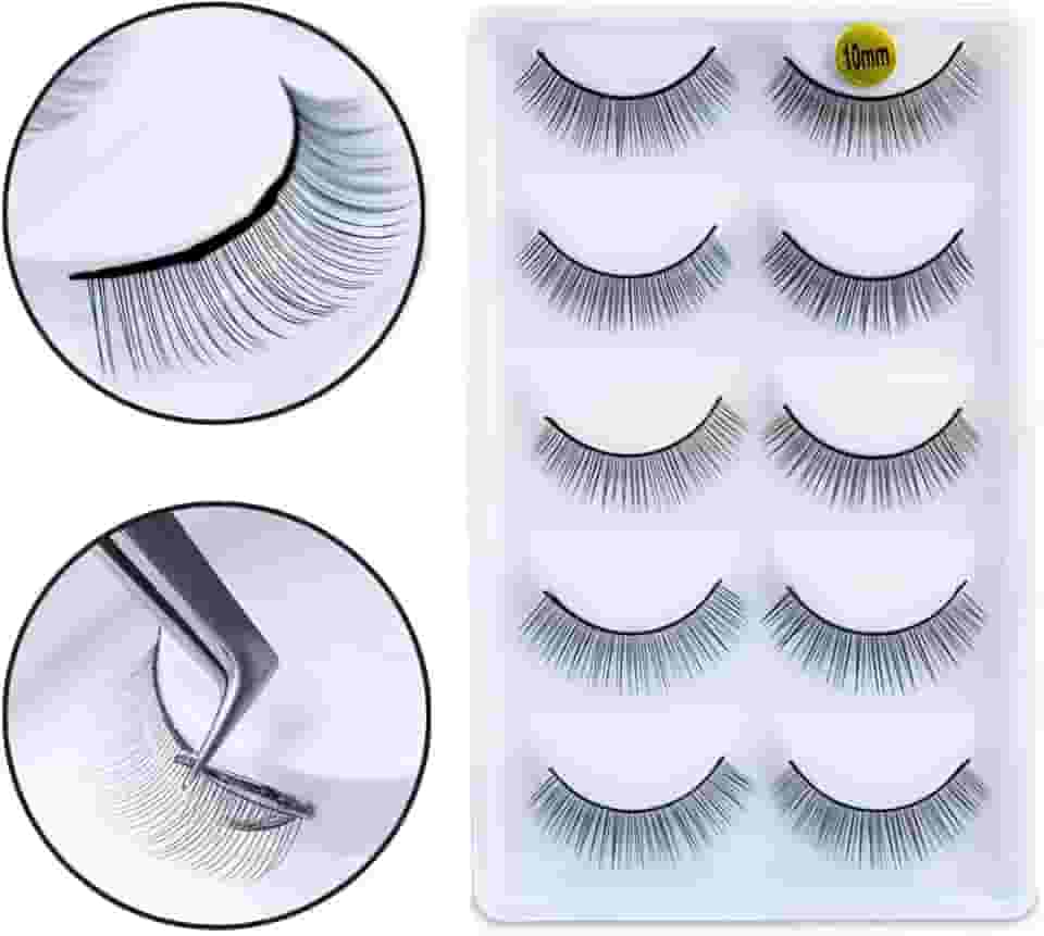 5 Pares de Cílios 10mm Treino Pratica Extensão Alongamento