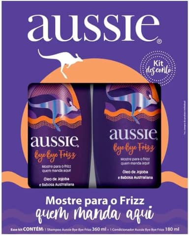 Kit Aussie Bye Bye Frizz Shampoo 360ml Condicionador 180ml