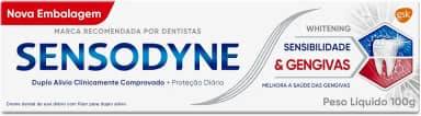 Sensodyne NOVO Creme Dental para Sensibilidade e Gengivas Whitening com Flúor, Clareamento Dental, 100g