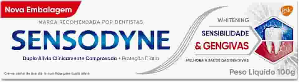 Sensodyne NOVO Creme Dental para Sensibilidade e Gengivas Whitening com Flúor, Clareamento Dental, 100g