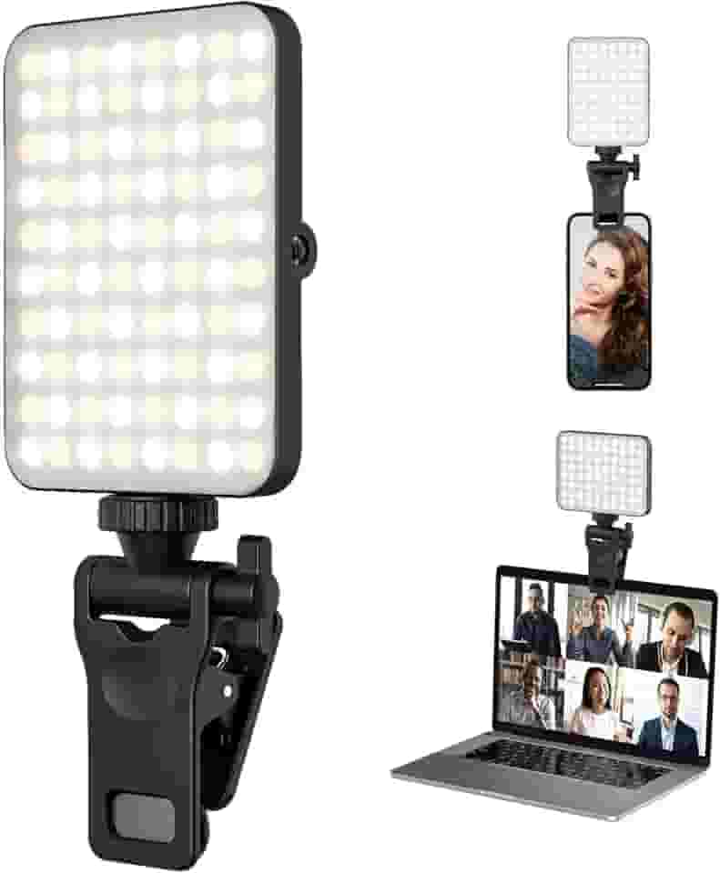 Luz de selfie recarregável e clipe de luz de telefone para iPhone – Luz LED de telefone com brilho ajustável, perfeita para selfies, maquiagem, TikTok, transmissão ao vivo e videoconferência, preto