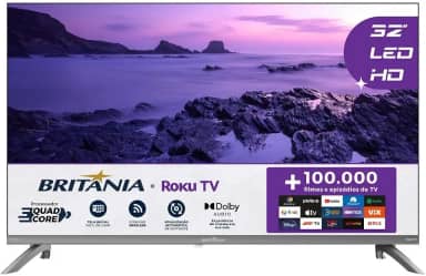 Smart TV 32' HD Britânia B32CRA Roku TV LED Wi-fi HDMI USB