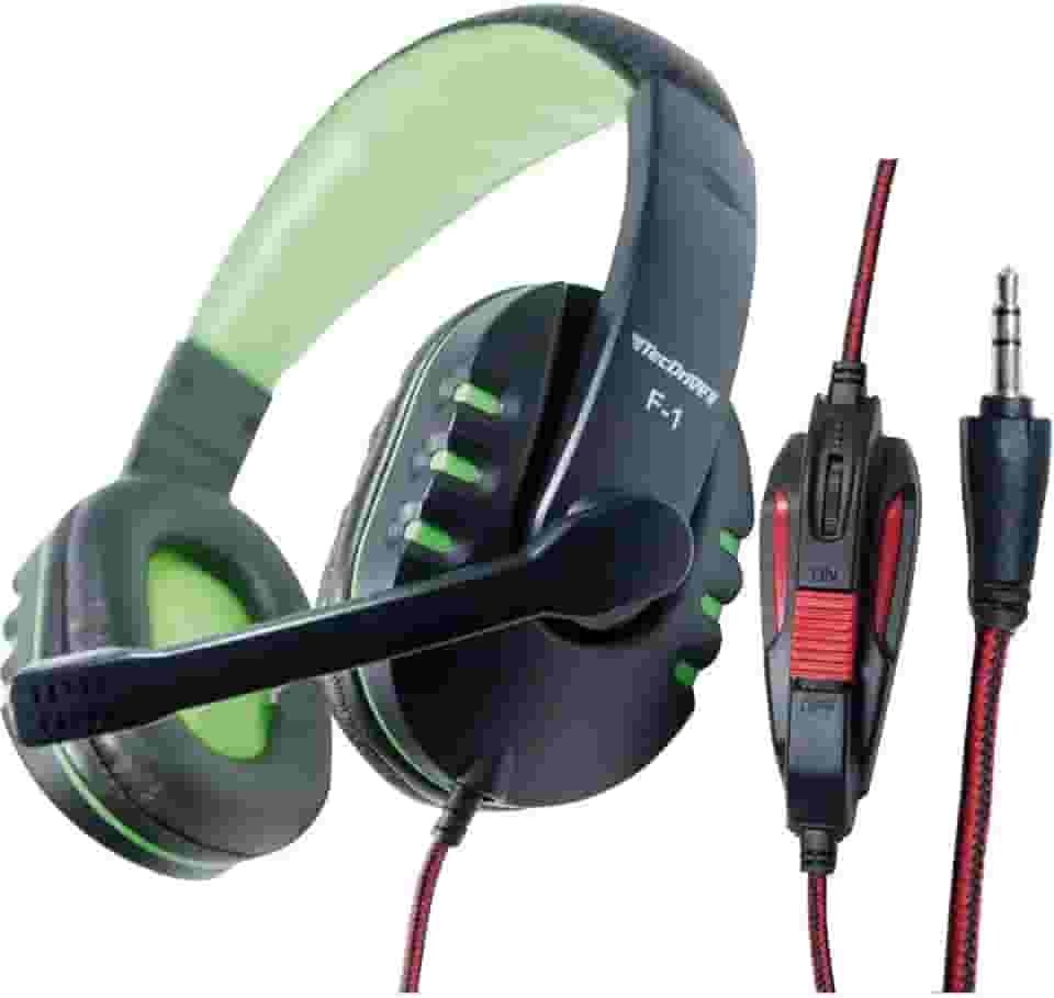 Fone de Ouvido com Microfone Headset Gamer Pc com Volume, Flex, F-1, Preto/Vermelho