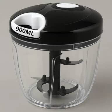 Processador Manual 900ml GRANDE com 5 Lâminas Inox, Triturador de Alimentos com Alça Retrátil, Ideal para Cebola, Alho, Verduras e Tomate