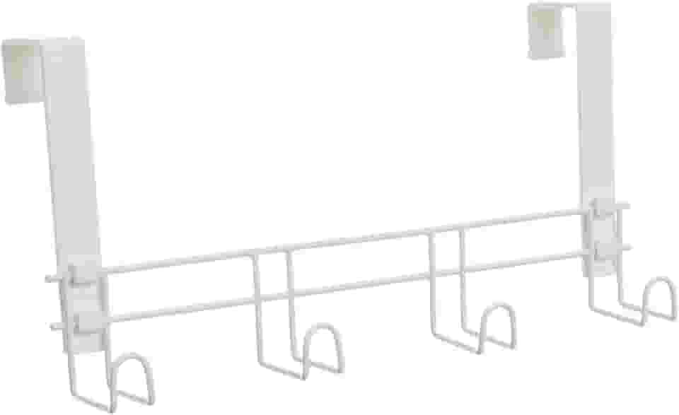 Suporte para porta e parede 4 Ganchos Plus, Metaltru, Branco com Branco
