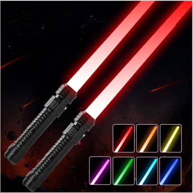 2 Pack Light Up Sabers with FX Sound(Motion Sensitive) and Realistic Handle for Kids,Light Swords Set for Halloween Dress Up Parties, Xmas Present, Galaxy War Fighters