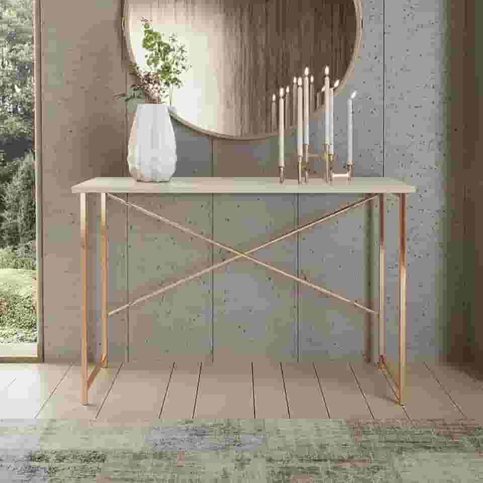 Aparador Steel 90 cm Estilo Industrial com Pés em Aço Cor: Cobre/Off White