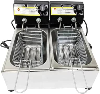 Fritadeira Elétrica 2 Cubas Industrial com Oleo 5 Litros, 1500W, Resistência em Aço Inox, Controle de Temperatura 50-300° (220V)