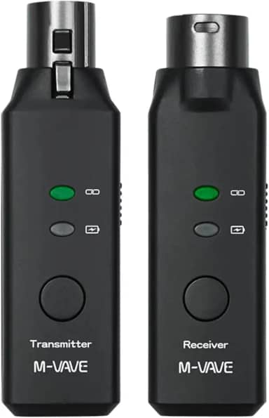 M-VAVE Sistema de Transmissão Wireless para Microfone AIR BRIDGE - Transmissor e Receptor Sem Fio Latência Ultra-Baixa (<12ms), Qualidade de Áudio 24bit/48kHz, Alcance de 50m, Bateria Recarregável
