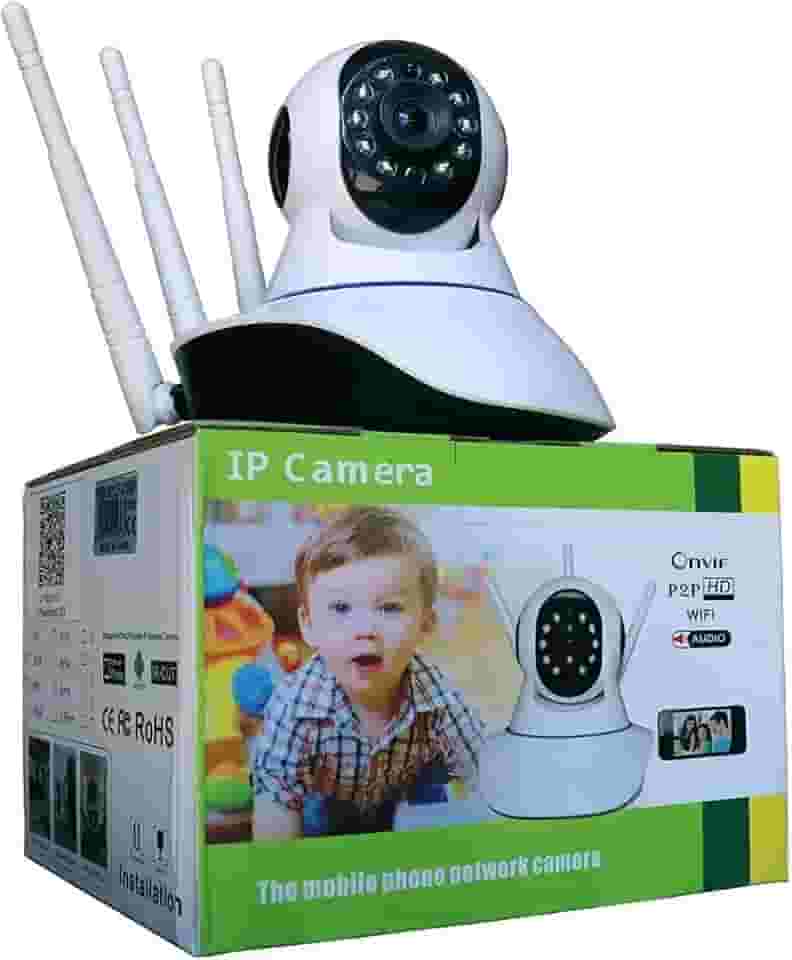 Câmera Ip Sem Fio 360° 3 Antenas Hd Wifi Visão Noturna Alarme