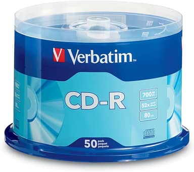 Disco gravável Verbatim 700MB 52X 80 minutos CD-R, 10-Disc 97955, Embalagem padrão, Prata, 50-Disc