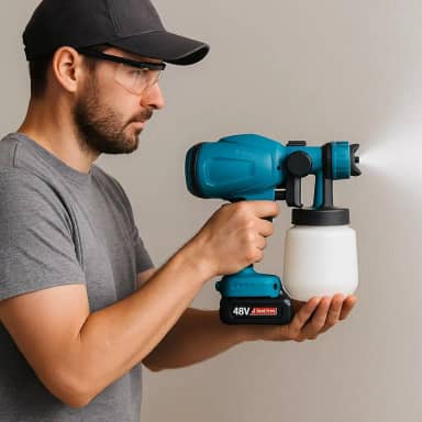 Pistola de Pintura Elétrica Sem Fio 21V 800W com 2 Baterias 2000mAh, Motor de Cobre, Tanque 800ml, 3 Padrões de Spray – Kit Profissional para Paredes, Móveis e Reformas