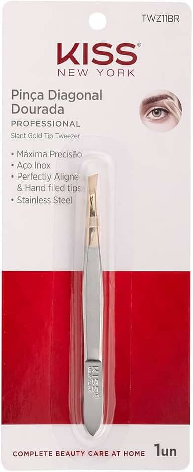KISS NEW YORK Pinça Ponta Diagonal Dourada - Premium