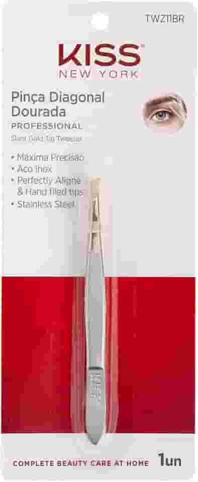 KISS NEW YORK Pinça Ponta Diagonal Dourada - Premium