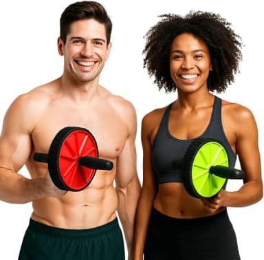 Roda Abdominal Dupla com Tapete Ab Wheel Fitness Portátil para Abdômen e Lombar Treino em Casa e Academia