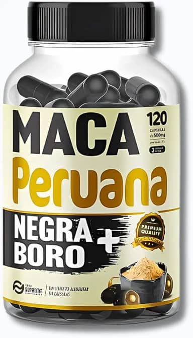 Maca Peruana Negra Premium com Boro 120 Cápsulas 500mg