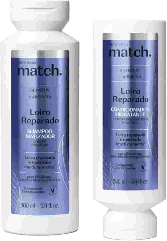 O Boticário Kit Match Loiro Reparado - Shampoo 300ml e Condicionador para Cabelos Loiros e Descoloridos