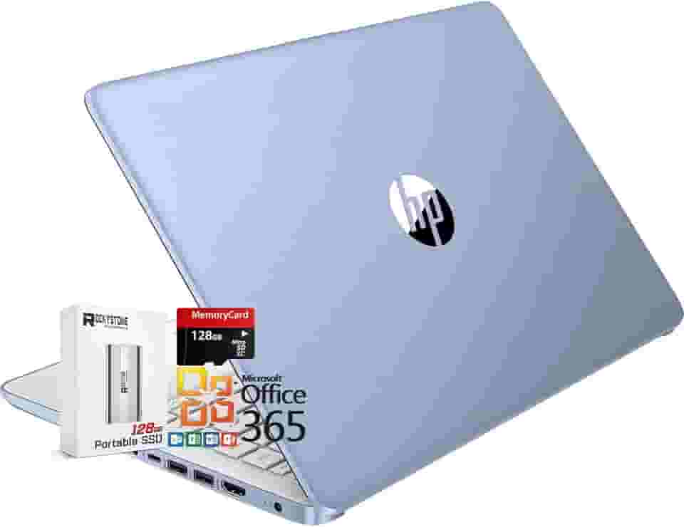 HP Laptop HD fino e leve de 14 polegadas, processador Intel N150 (Beat N4120), 8 GB de RAM, 256 GB de armazenamento (128 GB UFC + 128 GB MicroSD), Office 365 1 ano, Copilot AI, WiFi 6, BT 5.4, HDMI, W