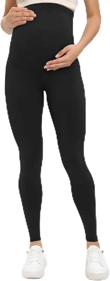 Leggings femininas para gestantes sobre a barriga para gestantes, roupa ativa, treino, ioga, calças justas, Preto, M