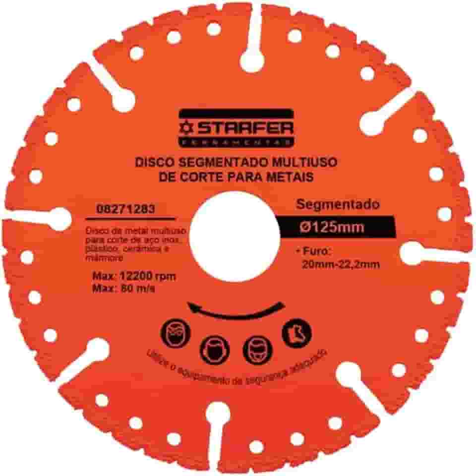 Disco de Corte Segmentado 125mm Multiuso Diamantado para Aço Inox, Metal, Cerâmica e Mármore - Starfer