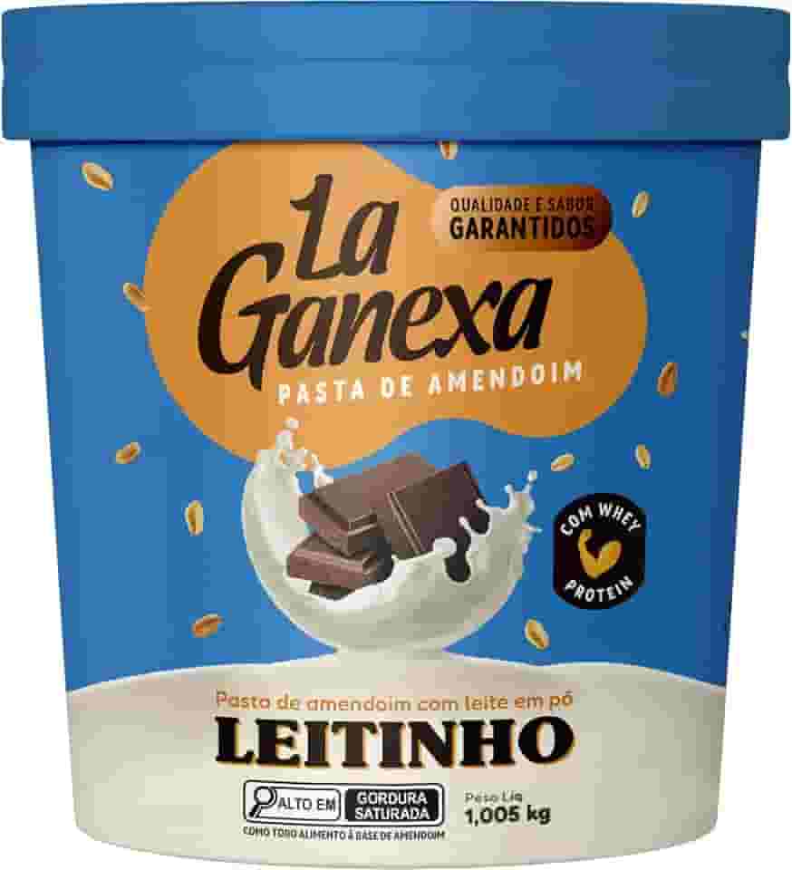 Pasta de Amendoim Integral Gourmet (1,05kg), Leitinho c/ Whey Protein, La Ganexa