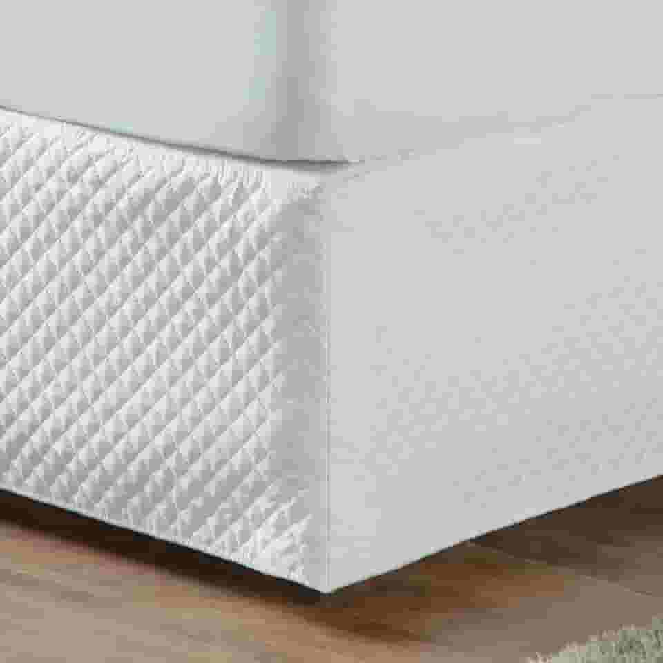 Saia para Cama Box Casal 150 Fios Matelada Quadriculada Branco