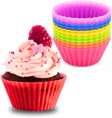 Kit 12 Formas de Silicone para Cupcake, Muffin, Bolinho, Assadeira, Air Fryer, Cores Variadas, Resistente a Temperatura, Forminhas, Livre de BPA – Qualidade Premium