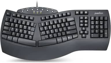 Perixx Teclado dividido ergonômico Periboard-512 - design ergonômico natural - preto - tamanho volumoso 48,5 x 23,5 x 4,4 cm, layout em inglês dos EUA