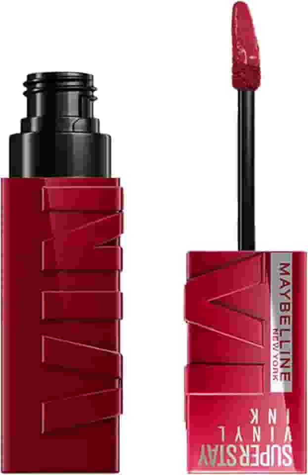 Maybelline NY SuperStay Vinyl Ink Batom Líquido, Longa Duração, Acabamento Vinil Espelhado e Efeito Gloss, Brilho Instantâneo, Conforto para os Lábios, Fórmula Vegana, Cor Royal 4,2ml