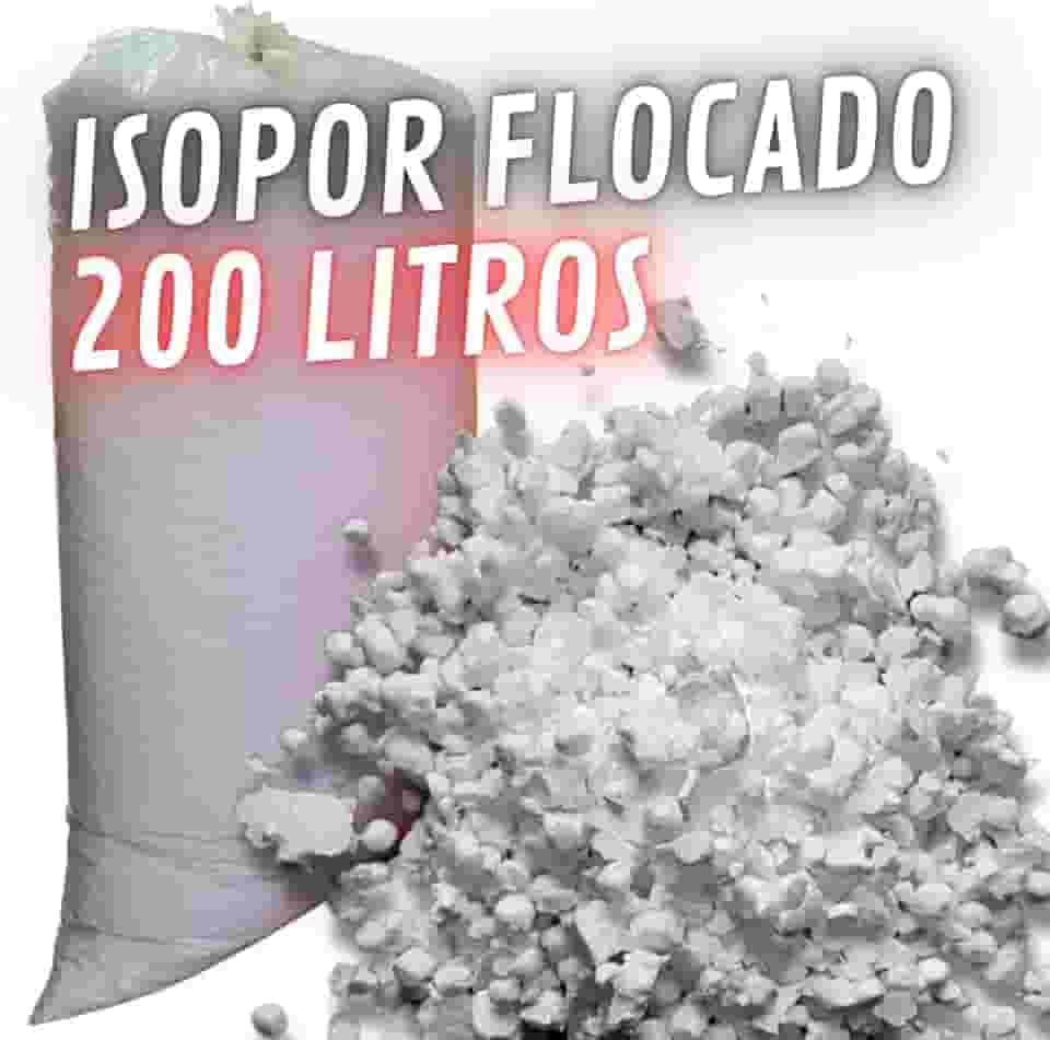 Isopor Flocado 200 litros para Enchimento de Puffs Almofadas Bichos de Pelúcia Artesanato Mistura na Fórmula de Concreto Leve e preenchimento interno de caixas p/proteção de objetos frágeis