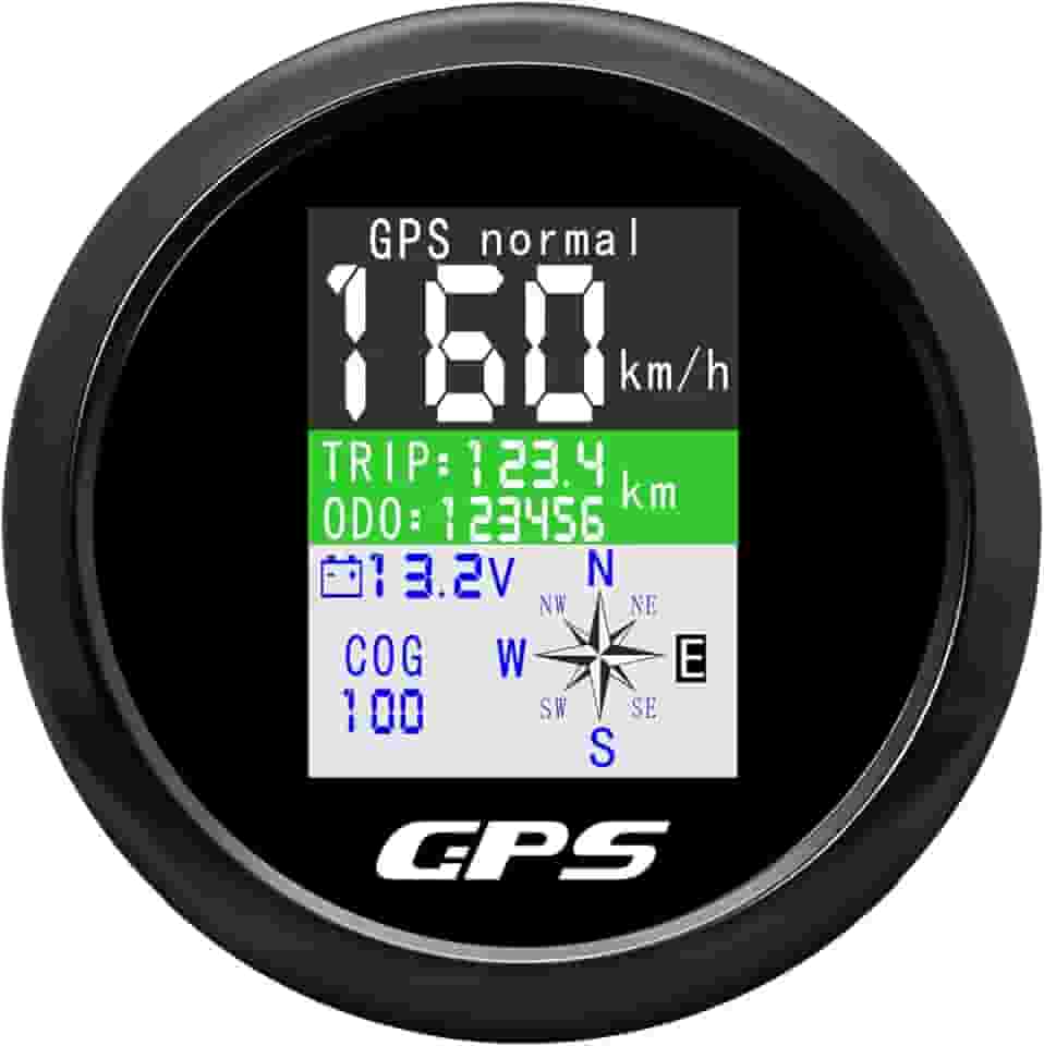 Velocímetro Gps 85Mm Velocímetro Gps para Barco Odômetro Antena Branca À Prova D'Água Tft Tela Digital Mph Nós Km/H para Barco Marinho 9-33V Carro Motocicleta