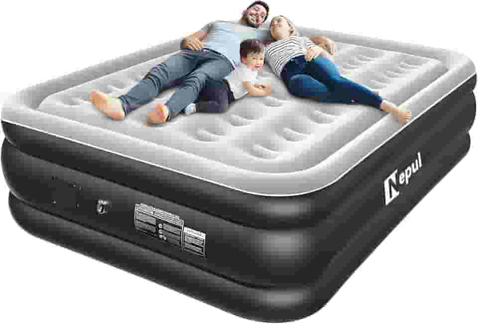 Colchão de Ar Queen Size Premium, Inflável Portátil com Bomba de Lítio Embutida, Cama de Ar para Camping e Casa (Casal)