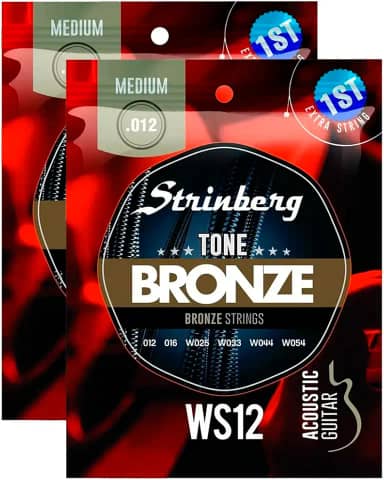 Kit Com 02 Jogos De Cordas Para Violão Aço Strinberg 012