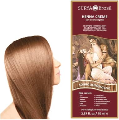 Tintura Henna Creme Louro Acinzentado Surya Brasil 70mL - 13.4.P