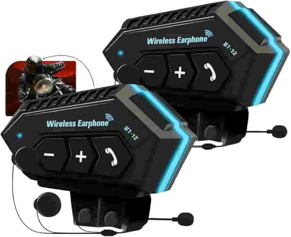 Par Intercomunicador Fone De Ouvido Sem Fio Para Capacete Comunicador Motoboy Bluetooth 5.1 Bateria de Longa Duração A Prova D' Agua
