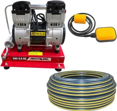 Compressor Bomba de Ar para Poço Artesiano Até 100 Metros 220V + Bóia Elétrica + 100 Metros de Tubo