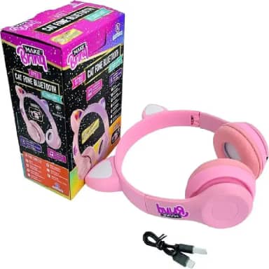 Polibrinq, Fone de Ouvido Bluetooth MakeBrinq Cat com LED e Microfone