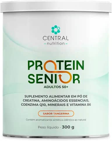 Protein Senior Adultos 50+ - Creatina + Aminoácidos + Coenzima Q10 - Sabor Tangerina 300g - Central Nutrition