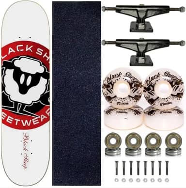 Skate Profissional Completo Black Sheep Abec-5 Logo Branco